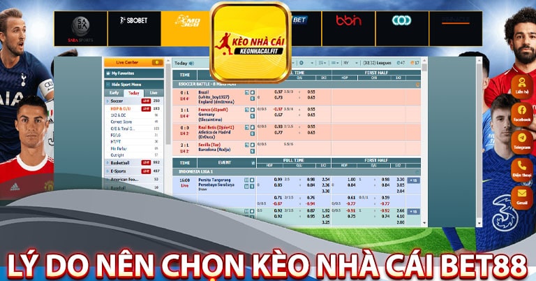 Một số lý do nên lựa chọn kèo nhà cái bet88 trong cá cược thể thao 